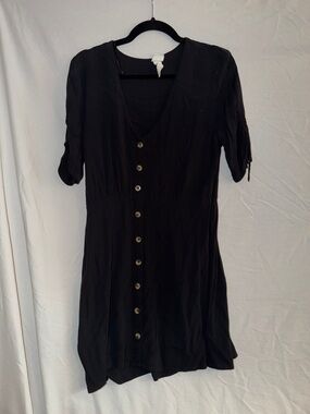 H&M Black Button-Front Mini Dress